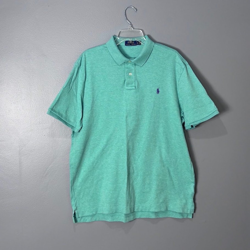 Polo‎ Ralph Lauren Mens XL SS Polo Shirt Green Heather Purple Pony Cotton